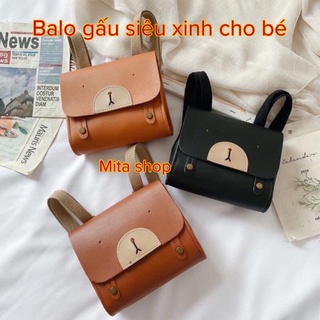 Balo cho bé - Ba lô đi học, đi chơi phong cách Hàn Quốc hình gấu xinh xắn - cặp sách trẻ em, túi da PU