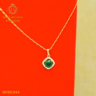 Dây Chuyền, Vòng Cổ Nữ Mặt Đính Đá, Titan Xi Mạ Vàng Non 24k Cao Cấp - Trang Sức Hava Hong Kong