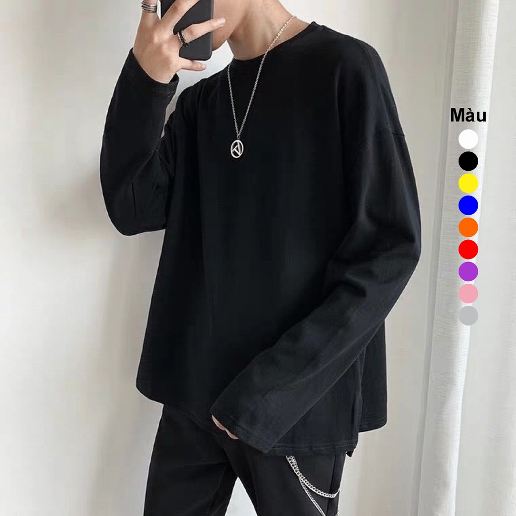 Ảnh Áo thun tay dài Gấu 194 vải coton dày dặn, mềm mịn, co dãn - form regular Unisex - Trơn TD 3