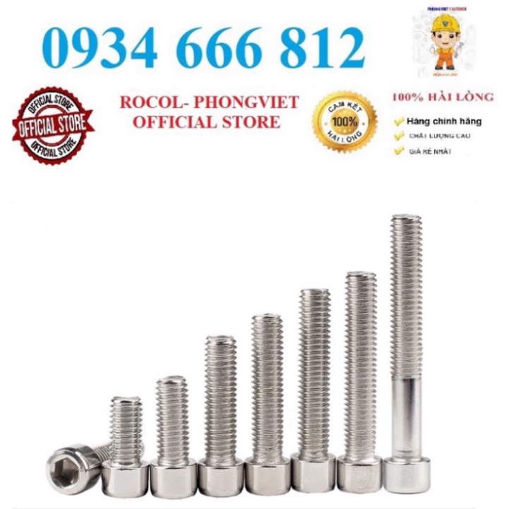 Set 50 cái và 10 cái M5 Bulong lục giác chìm đầu trụ M5 inox 201 ...