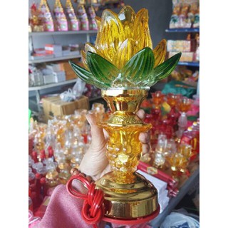 Đèn Hoa Sen Thủy Tinh Cắm Điện Đèn điện thờ Đồ Thờ Cúng