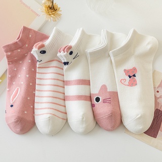 [Màu Sắc Ngẫu Nhiên] Vớ Thuyền Cotton Cao Cấp Thoáng Khí Thoải Mái Họa Tiết Mèo Hoạt Hình Dễ Thương Phong Cách Harajuku Đáng Yêu Cho Nữ