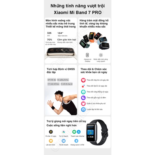 bao hanh 12 thang ban quoc te tieng viet vong deo tay thong minh xiaomi band 7 pro m2140b1 miband7 pro