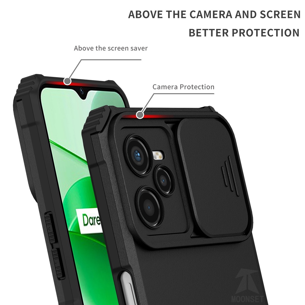 Ốp Điện Thoại Có Nắp Trượt Bảo Vệ Camera Cho Realme C35 C20 C11 2021 C12 C15 C21 C25 C21Y C25Y Realme 5 5s 5i 6i 7i C3