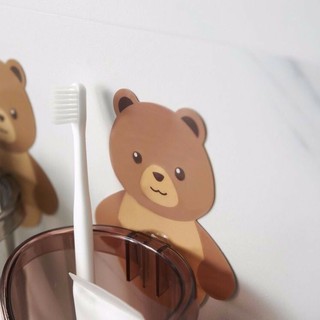 Cốc Dán Tường Nhà Tắm Hình Gấu Nâu Dễ Thương - Cốc Đựng Bàn Chải Đánh Răng Nhựa Dầy Bền Đẹp Hàng Cao Cấp GC02