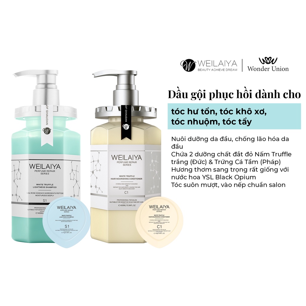 Ảnh Cặp dầu gội đầu, dầu xả tóc Weilaiya chiết xuất nấm Truffle giúp chống lão hóa và mượt tóc size du lịch 14g + 14g 4