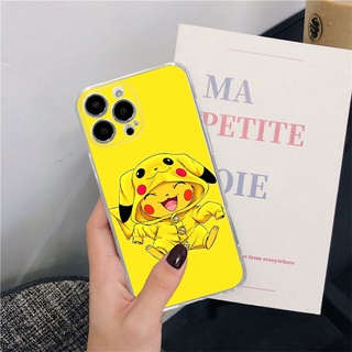 Ốp điện thoại trong suốt Pikachu màu vàng cho iPhone 16 15 14 13 12 11 Pro Promax 14Plus mini X XS XR XSMAX 6 6s 5 5S 6plus / 6splus 7 8 SE2020 7plus / 8Plus TPU Soft Cover QMZT