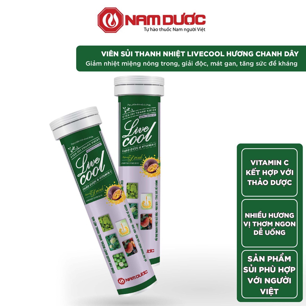 Ảnh Viên sủi thanh nhiệt Livecool Nam Dược hương chanh dây 16 viên x4g hỗ trợ giảm nhiệt miệng nóng trong, tăng sức đề kháng 2