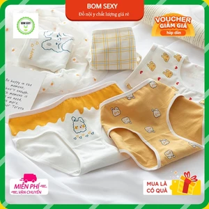 Quần lót nữ [FREESHIP] Quần Sịp Nữ họa tiết Thỏ nền vàng dễ thương - Đồ Nội Y Cotton cao cấp kháng khuẩn
