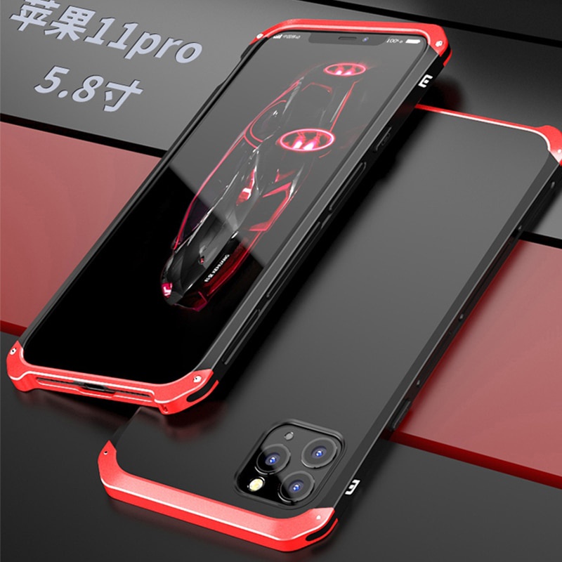 Ốp Điện Thoại Giáp Chống Sốc Cho iPhone 13 16 Pro MAX 14 plus Ốp Lưng Nhôm Kim Loại Mờ PC Cover 14 Pro MAX