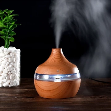 { Tặng Kèm 1 Tinh Dầu 10ml } Máy phun sương, máy xông tinh dầu , máy khuếch tán tinh dầu vân gỗ đèn led 7 màu