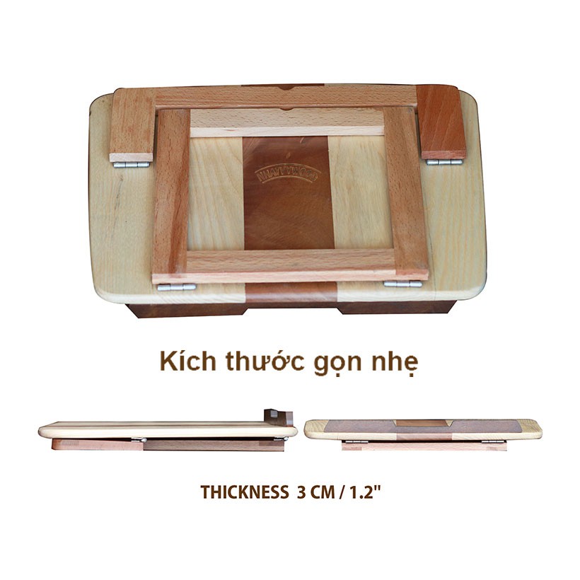 Giá Đỡ Laptop Macbook Gấp Gọn Thông Minh Bằng Gỗ, Kệ Nâng Kê Laptop Để Bàn Làm Việc Nhatvywood NVLP05