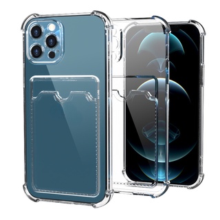 Ốp lưng Trong Suốt Cho iPhone 11 12 Pro Max Mini XS Max XR X 8 7 Plus SE 2020 Túi Đựng Thẻ Ốp Lưng Trong Suốt T10