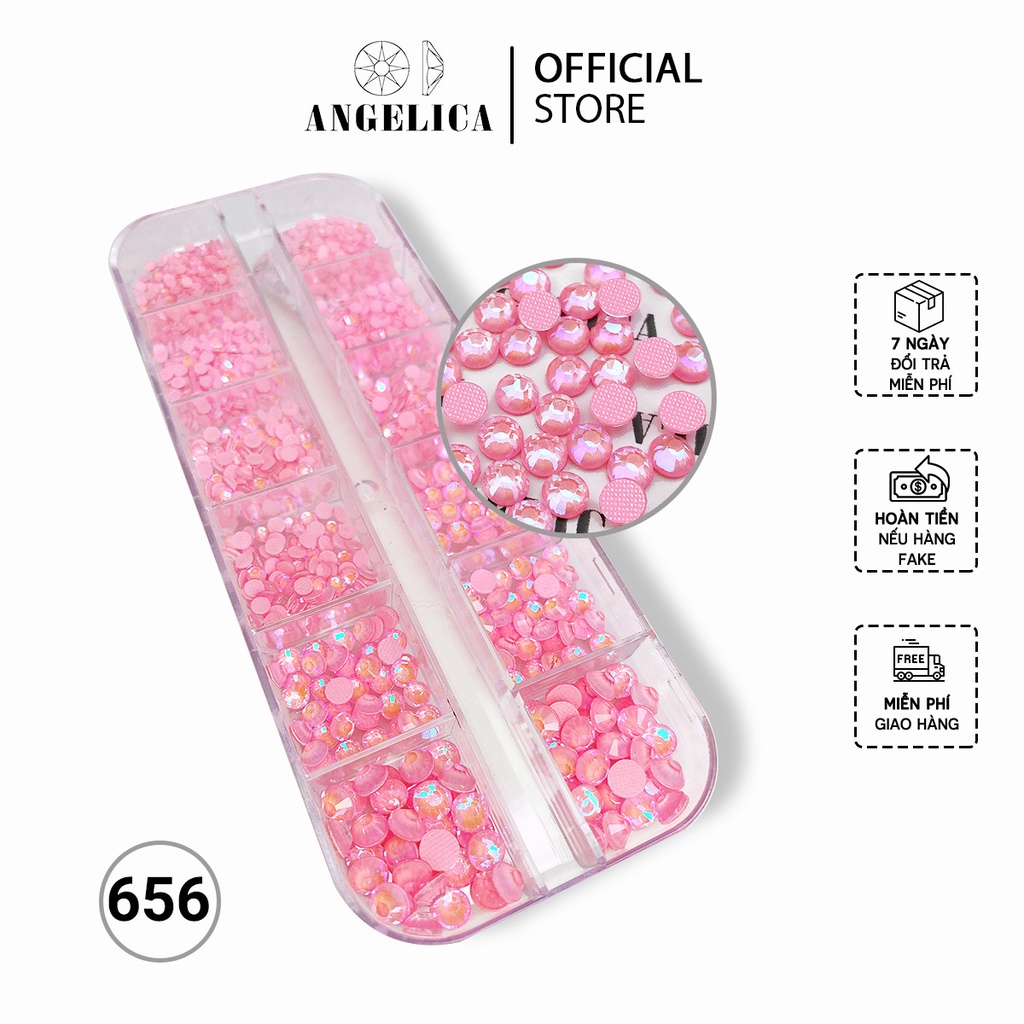 Đá Chân Lưới Nail 12 Khía Light Pink Fluorescence Đính Móng ANGELICA 656