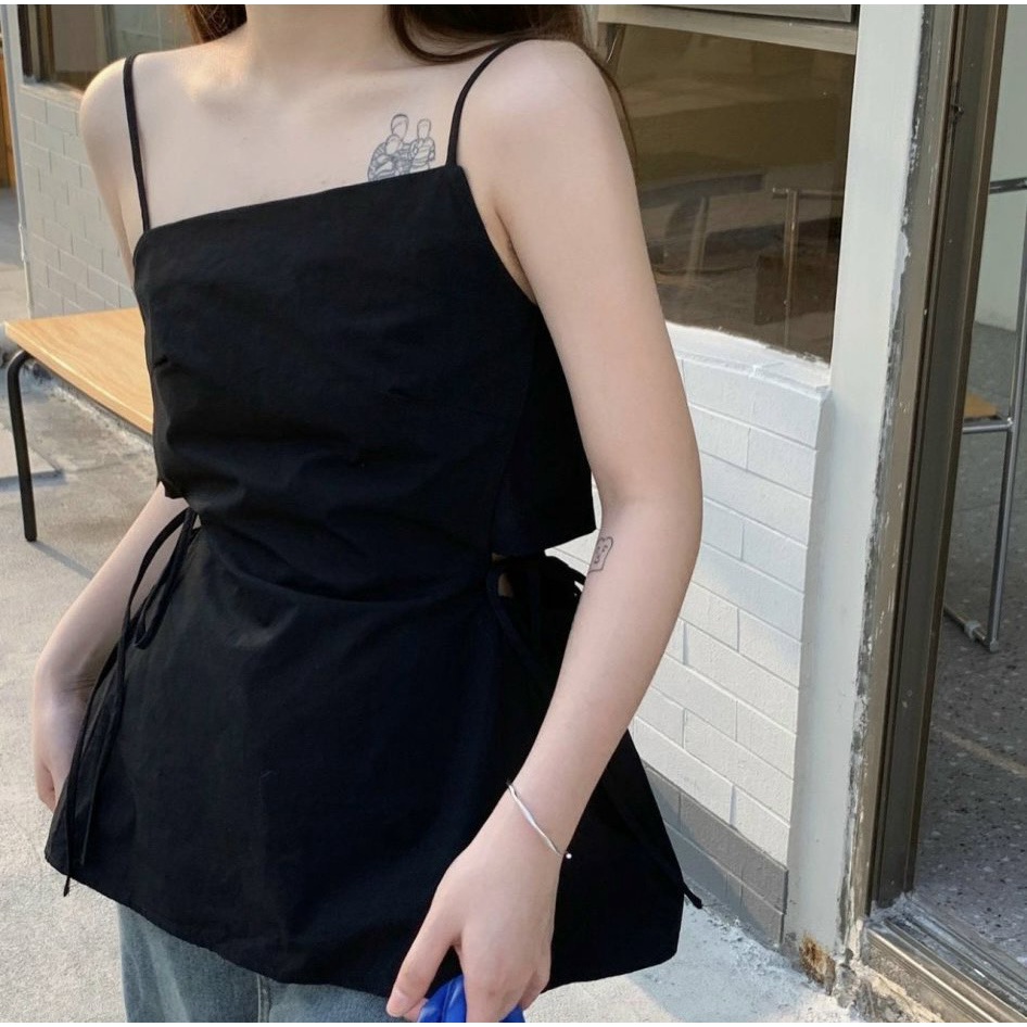 ÁO HAI DÂY CÁCH ĐIỆU CỘT NƠ LƯNG XINH XẮN - ROSE TOP
