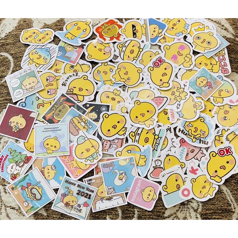 ảnh Sticker Piyomaru 30-60cái ép lụa khác nhau/hình dán Vịt Piyomaru ...