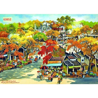 Tranh Đồng Quê Việt Nam Lụa 3D Cao Cấp Dán Tường 3D