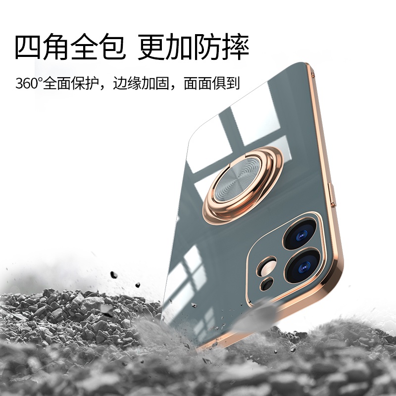 Ốp Điện Thoại Mềm Kẹo Vuông Cho iPhone 17 Pro Max 16 Nhẫn Đứng Silicon Chống Sốc 15 Pro MAX Cover