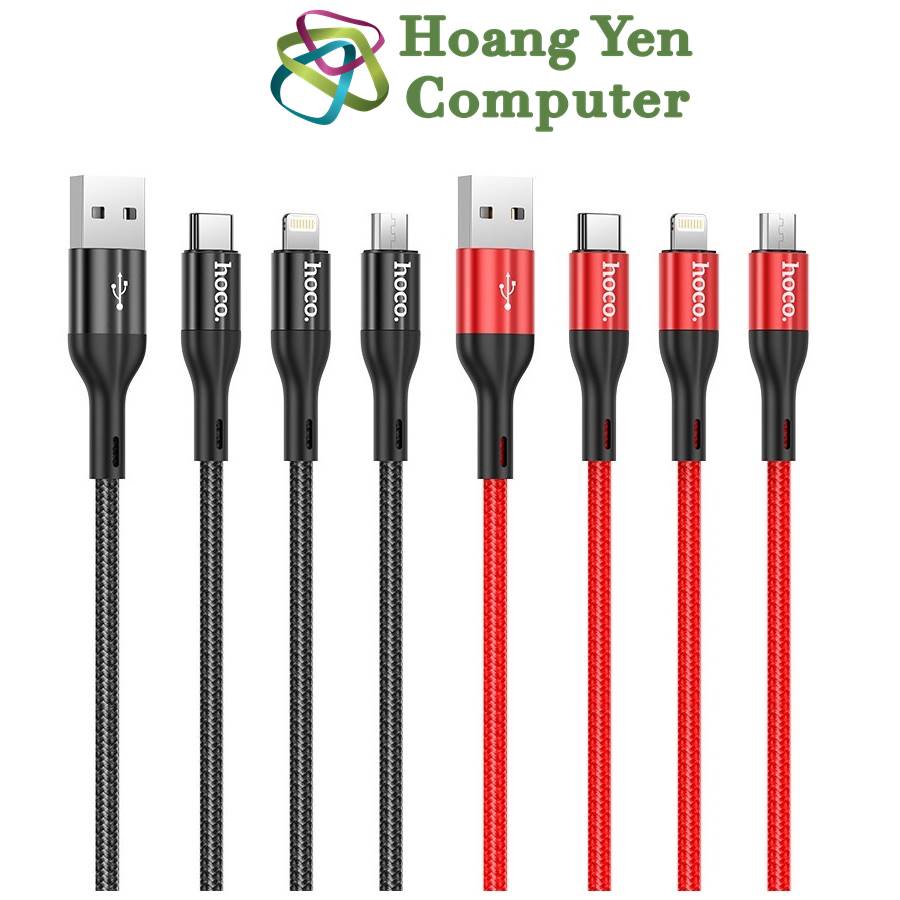 Cáp Sạc Hoco X2 Max 3 Đầu (IP - MICRO USB - TYPE C) Dây Dù Chống Đứt Dài 1M - BH 6 Tháng 1 đổi 1 (MÀU SẮC NGẪU NHIÊN)