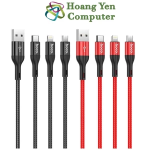 Cáp Sạc Hoco X2 Max 3 Đầu (IP - MICRO USB - TYPE C) Dây Dù Chống Đứt Dài 1M - BH 6 Tháng 1 đổi 1 (MÀU SẮC NGẪU NHIÊN)