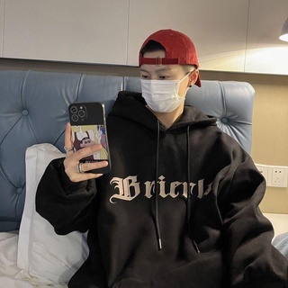 Áo nỉ bông chui đầu dáng rộng, có mũ áo hoodie in hình chữ thập hai mặt thích hợp cho cả nam và nữ