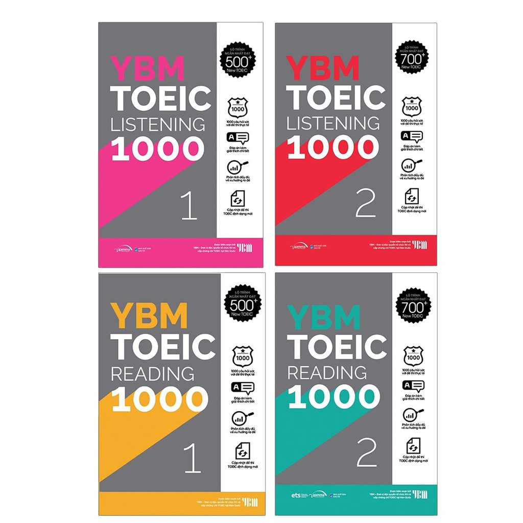 Bộ Sách YBM TOEIC 1000: Chinh Phục Lộ Trình Toeic Từ 500+ Đến 700+  Listening + Reading Vol.1 & Vol.2 (Lẻ/Combo) | BigBuy360 - bigbuy360.vn