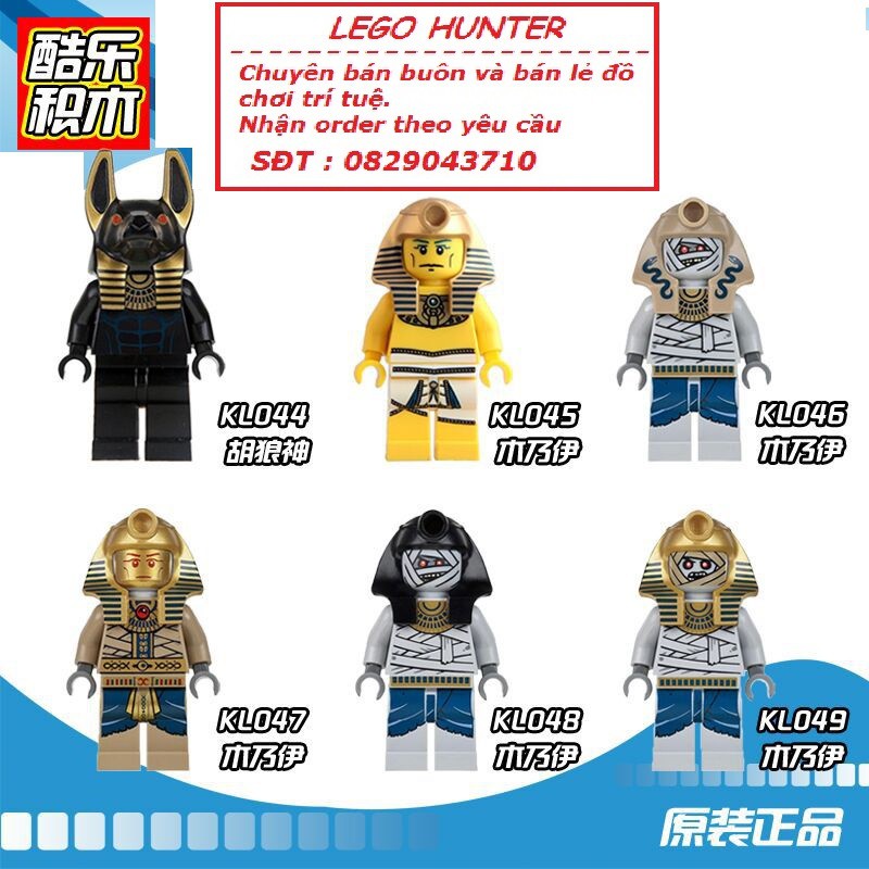 Lego Minifigures Ai Cập cổ đại Anubis , Vua Pharaoh , Xác ướp KL 044 ...