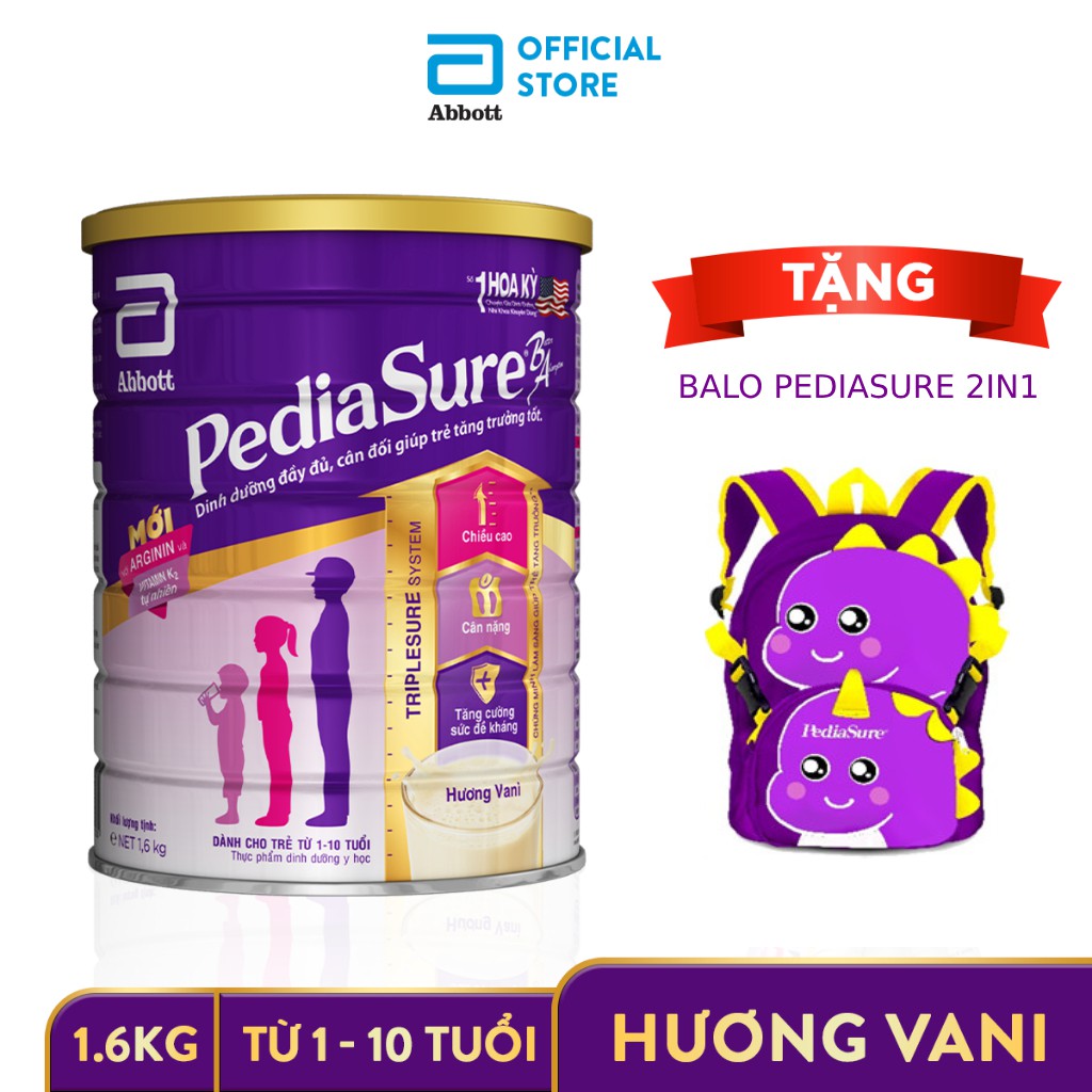 [Tặng balo khủng long Pediasure 2in1] Pediasure hương vani 1.6kg ...