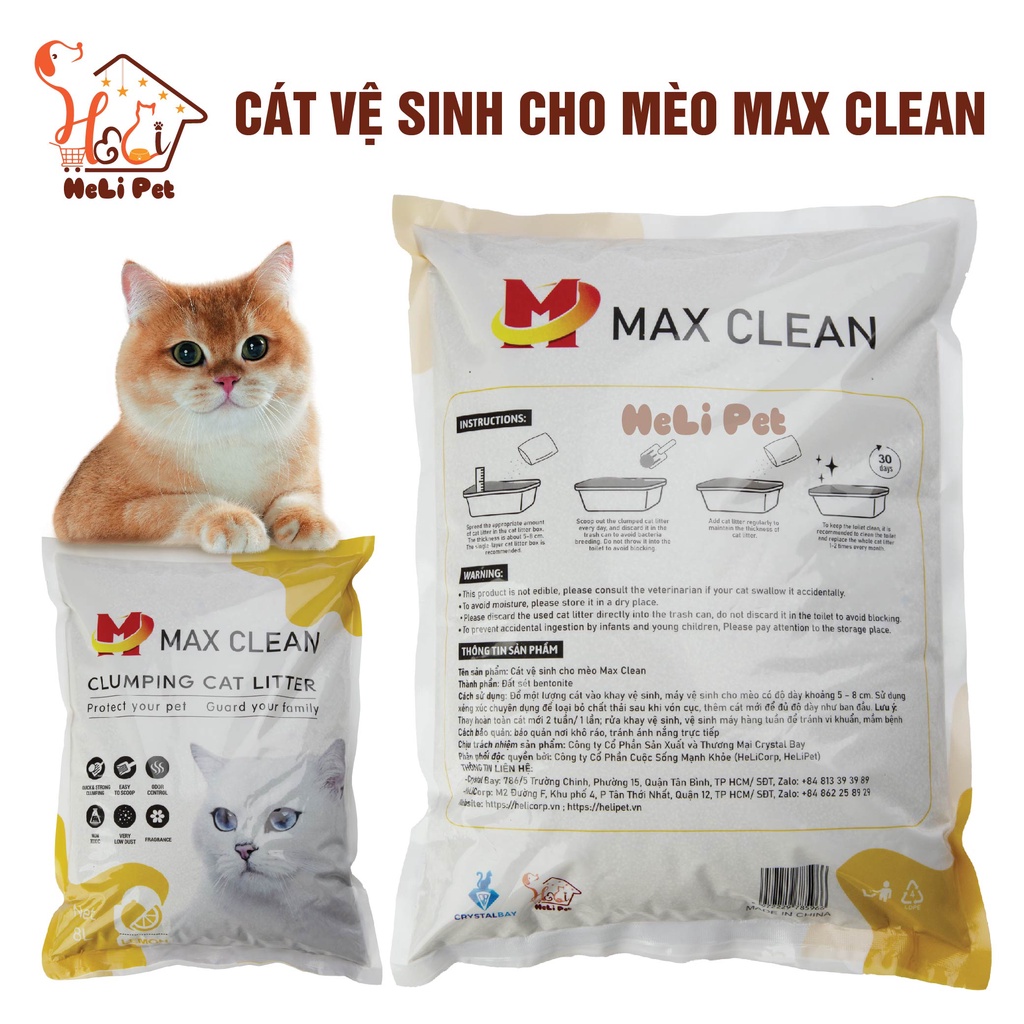 Ảnh Cát Vệ Sinh Cho Mèo Max Clean Dùng Máy Dọn Phân Mèo, Khay Vệ Sinh Hương CHANH 4Kg Siêu Vón Siêu Ít Bụi 3