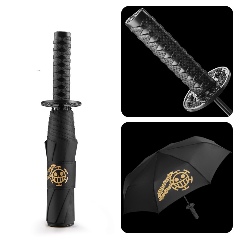 Dù Che Mưa Nắng Màu Đen Phong Cách Samurai Nhật Bản
