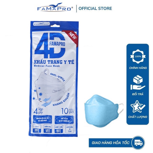 Ảnh Túi 4D tiêu chuẩn Khẩu trang y tế Famapro KF94 4 lớp kháng khuẩn 10 cái/Bịch 2