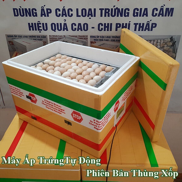 Máy Ấp 120 Trứng Việt Nhật Vỏ Xốp 2 Dàn Đảo tạo Nhiệt Dây Cacbon 8 Chế Độ Ấp , Úm, Nở