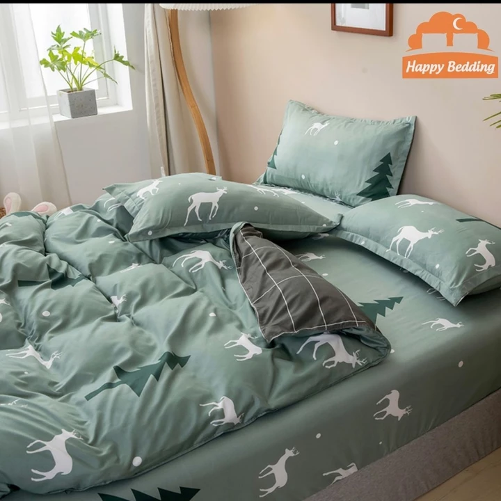 Bộ chăn ga gối mẫu mới Hươu Thông Xanh - Chăn ga gối đệm, ga giường vỏ gối, vỏ chăn, drap nệm cotton poly
