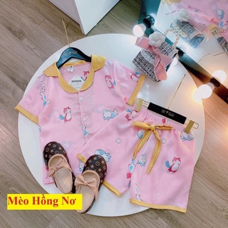 [ 18Kg - 26KG ]Đồ Bộ Bé Gái Pijama Lụa Cao Cấp Tay Ngắn - Chất Vải Thoáng Mát_BM33