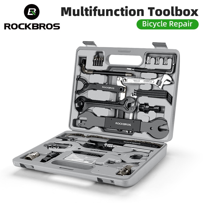 Rockbros Hộp Dụng Cụ Sửa Chữa Xe Đạp Chuyên Nghiệp, Bao Gồm Ratchet, Cờ Lê, Ổ Cắm và Bộ Tua Vít
