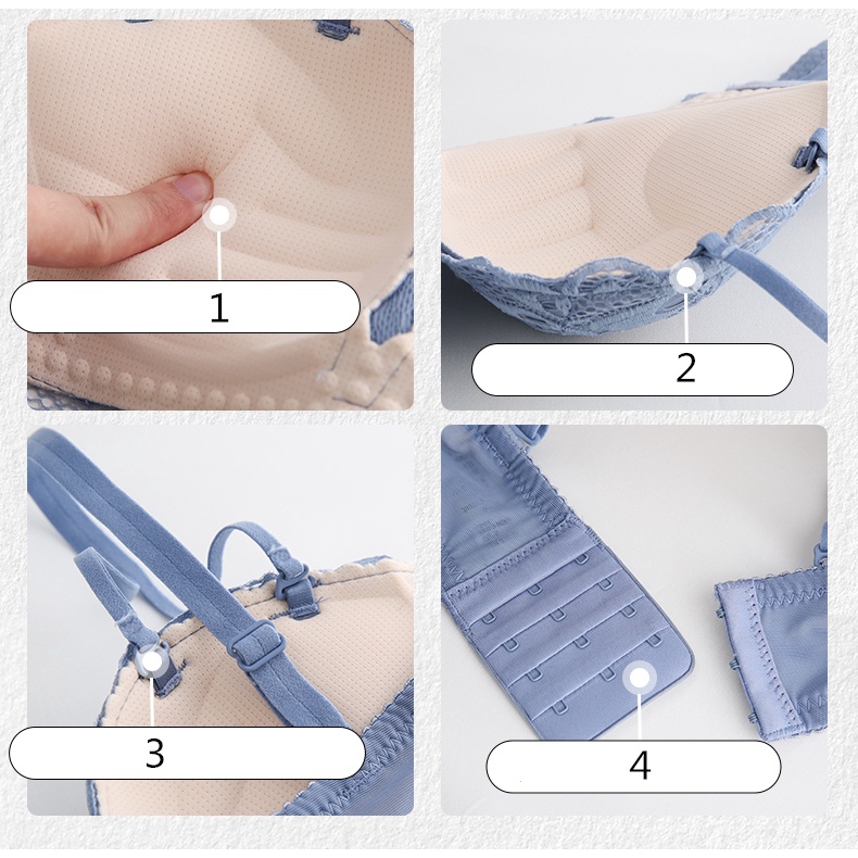 Set Áo Lót Nâng Ngực 3/4 Cup Không Gọng + Quần Lót Mềm Mại Có Thể Điều Chỉnh Cho Nữ