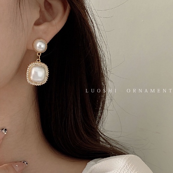 Bông tai ngọc trai sang trọng bông tai khí chất mới phong cách Hàn Quốc