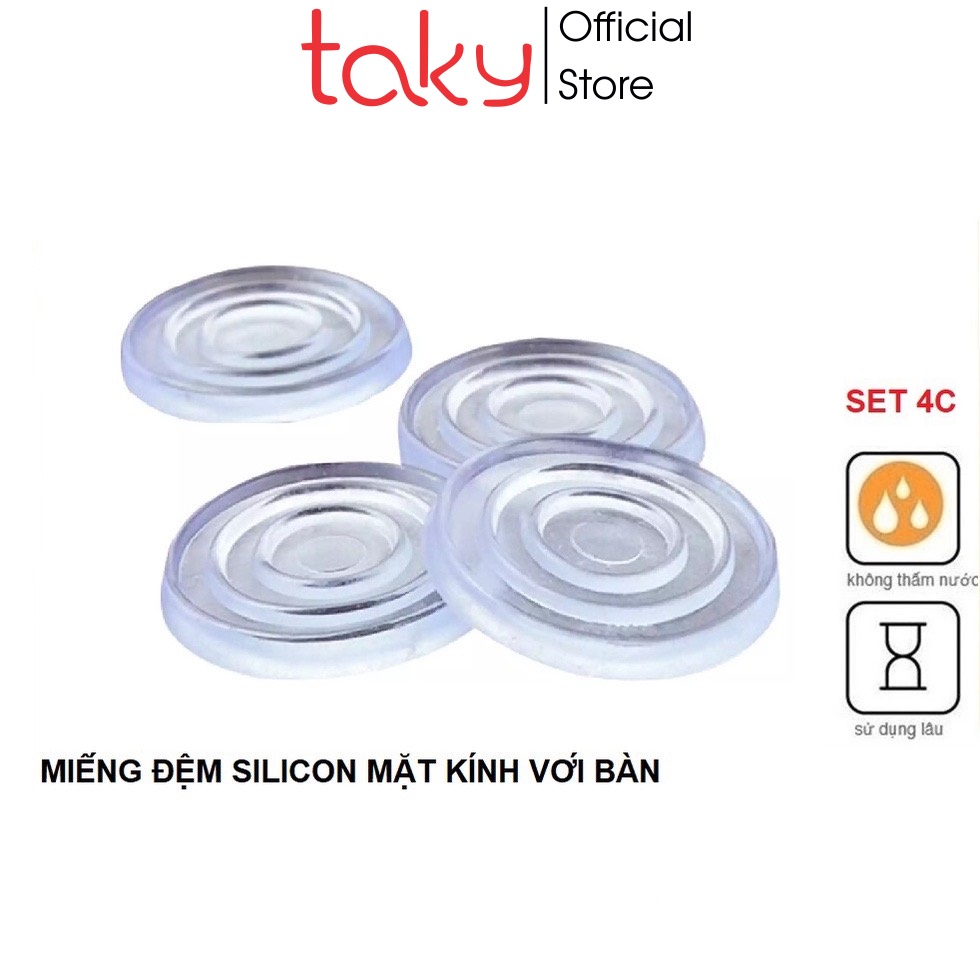 4 Miếng Đệm Taky, Kê Kính Mặt Bàn Kính Đệm Silicon Lót Giữa Kính Và Mặt Bàn Chống Xê Dịch, Trơn Trượt Mặt Kính 5505