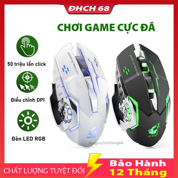 Chuột Gaming Không Dây T28 Dành Cho Game Thủ Có Đèn LED Click Không Tiếng Ồn Chơi Game Cực Đã LED Bảo Hành 12 Tháng