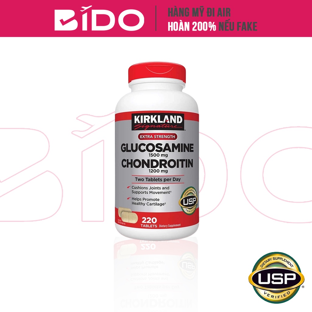 [Hàng USA] Bổ khớp KIRKLAND Glucosamine 1500mg Chondroitin 1200mg (220