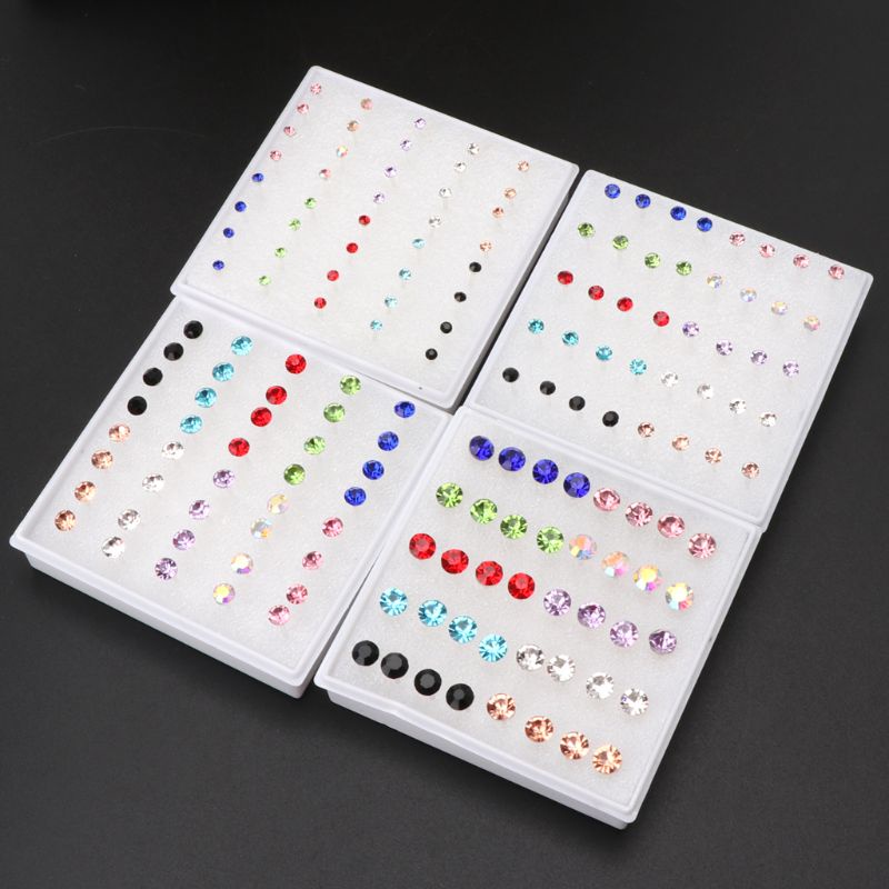 Wellb Thời Trang Giả Cho Kim Cương Giả Bông Tai 20 Đôi Mũi Môi Stud Bụng Nút Tai Dính Trang Sức Bông Tai Cho Nữ G