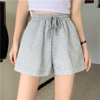 Quần short thể thao Cotton nữ màu trơn Quần short thông thường cạp cao