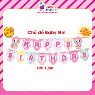 Dây chữ Happy Birthday trang trí sinh nhật, trang trí thôi nôi cho bé gái siêu đẹp nhiều mẫu, chiều dài 1,5m