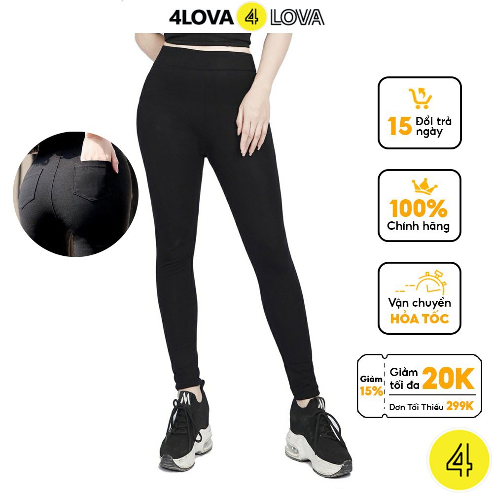 Quần legging Nữ nâng mông 4LOVA dáng dài cạp cao giữ nhiệt phối túi sau năng động