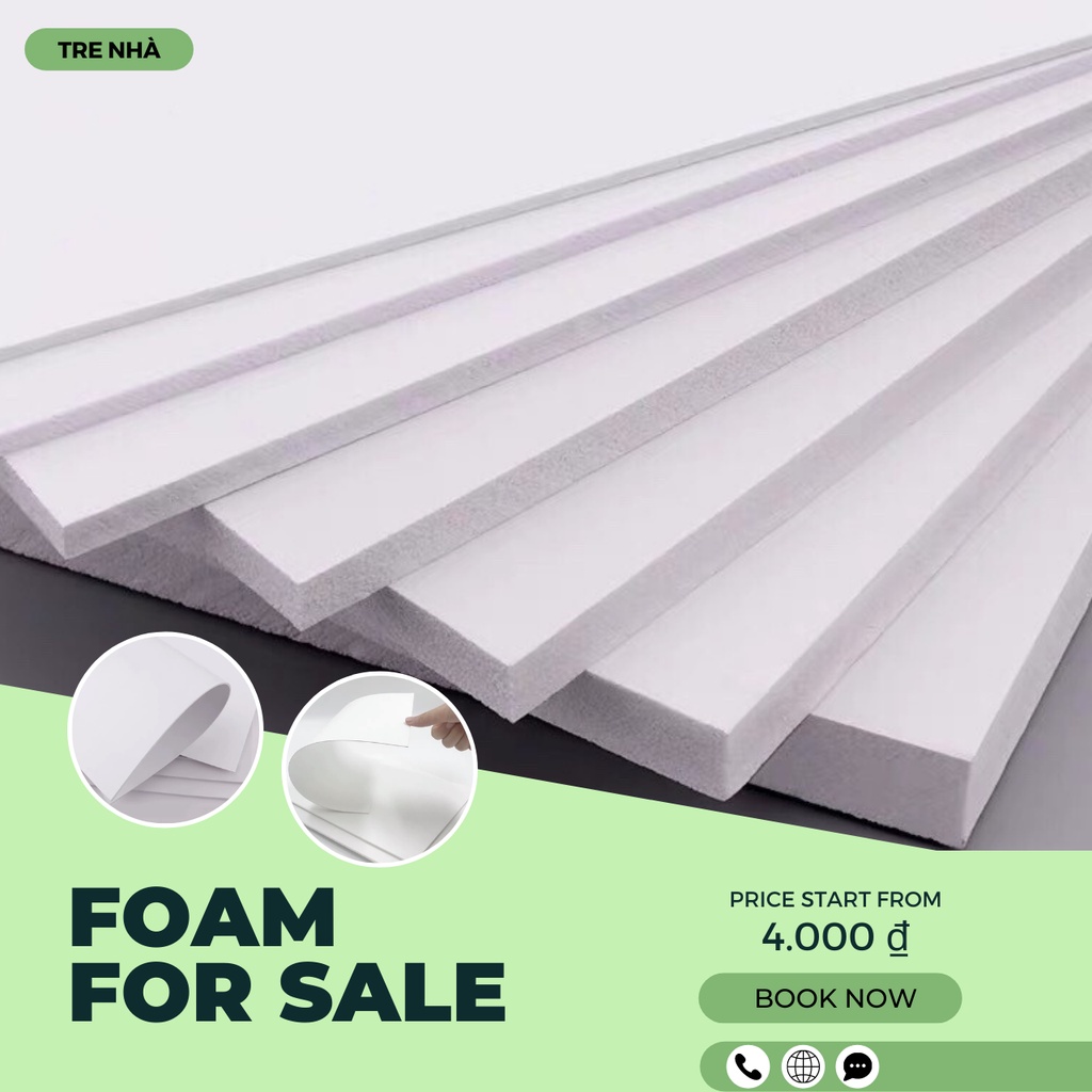 [2 Tấm] Bìa Foam Xốp Nén Trắng Làm Mô Hình Kiến Trúc Sa Bàn – A3 A4 A5 Dày 2/3/5/8/10mm – Hàng Loại 1