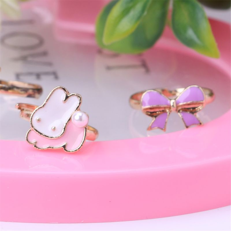 Bộ 5 Nhẫn Hoạt Hình Dễ Thương Có Thể Điều Chỉnh Cho Bé Gái
