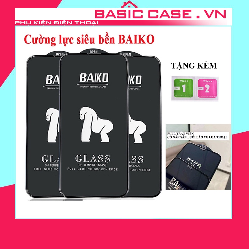 Kính cường lực iphone full màn kingkong baiko iphone 6/7/8/7plus/8plus/x/ xs/xsmax/11/12/13/14/pro/plus/promax/max BAIKO