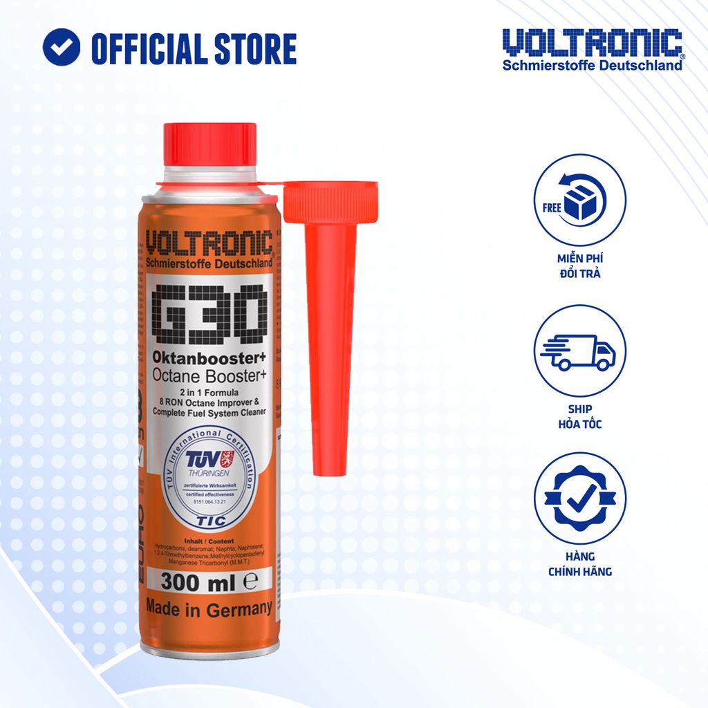 Ảnh Phụ gia vệ sinh hệ thống xăng và tăng octane nhập khẩu đức VOLTRONIC g30 octane booster+ 1