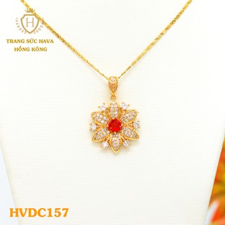 Dây Chuyền, Vòng Cổ Nữ Mặt Đính Đá Màu Đỏ Xi Mạ Vàng Non Cao Cấp - Trang Sức Hava Hong Kong