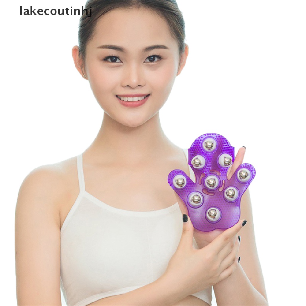 [Hàng mới về] Găng tay massage cơ thể hình bàn tay có con lăn kim loại xoay 360 độ 9 con lăn sử dụng tiện lợi